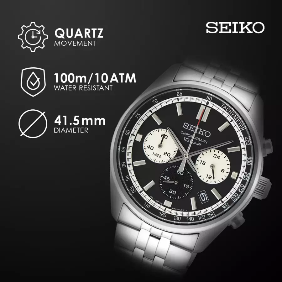 Seiko SSB429P1 Silver Dasar Hitam Cowok