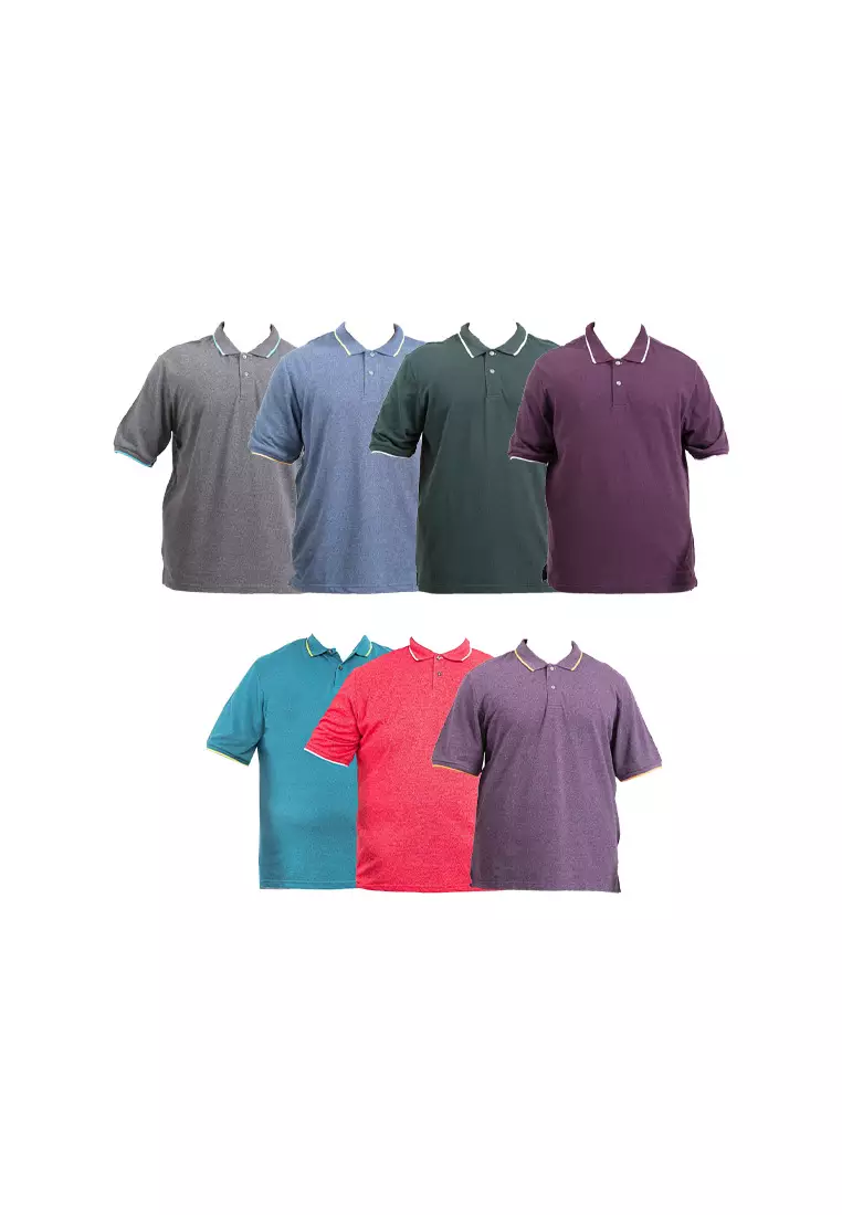 Forest Plus Size T Shirt Men Big Size Collar Casual Plain Polo Tee - 23231-70DkPurple