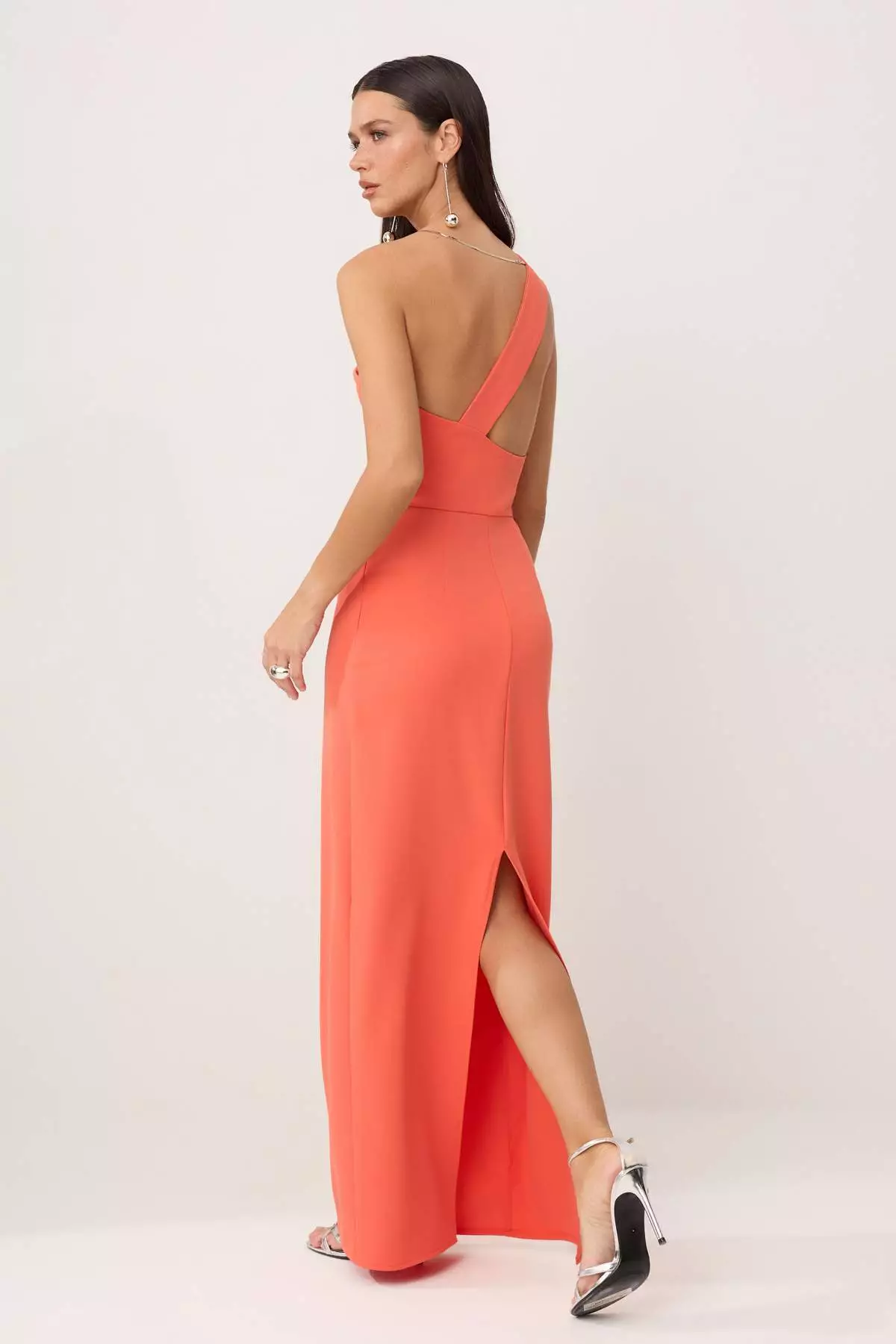 Pomegranate Flower Plain Woven Finike Maxi Evening Dress & Graduation Dress