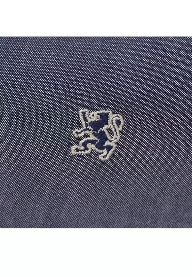 Men's Oxford Long Sleeve Slim Embroidery Shirt 01045083