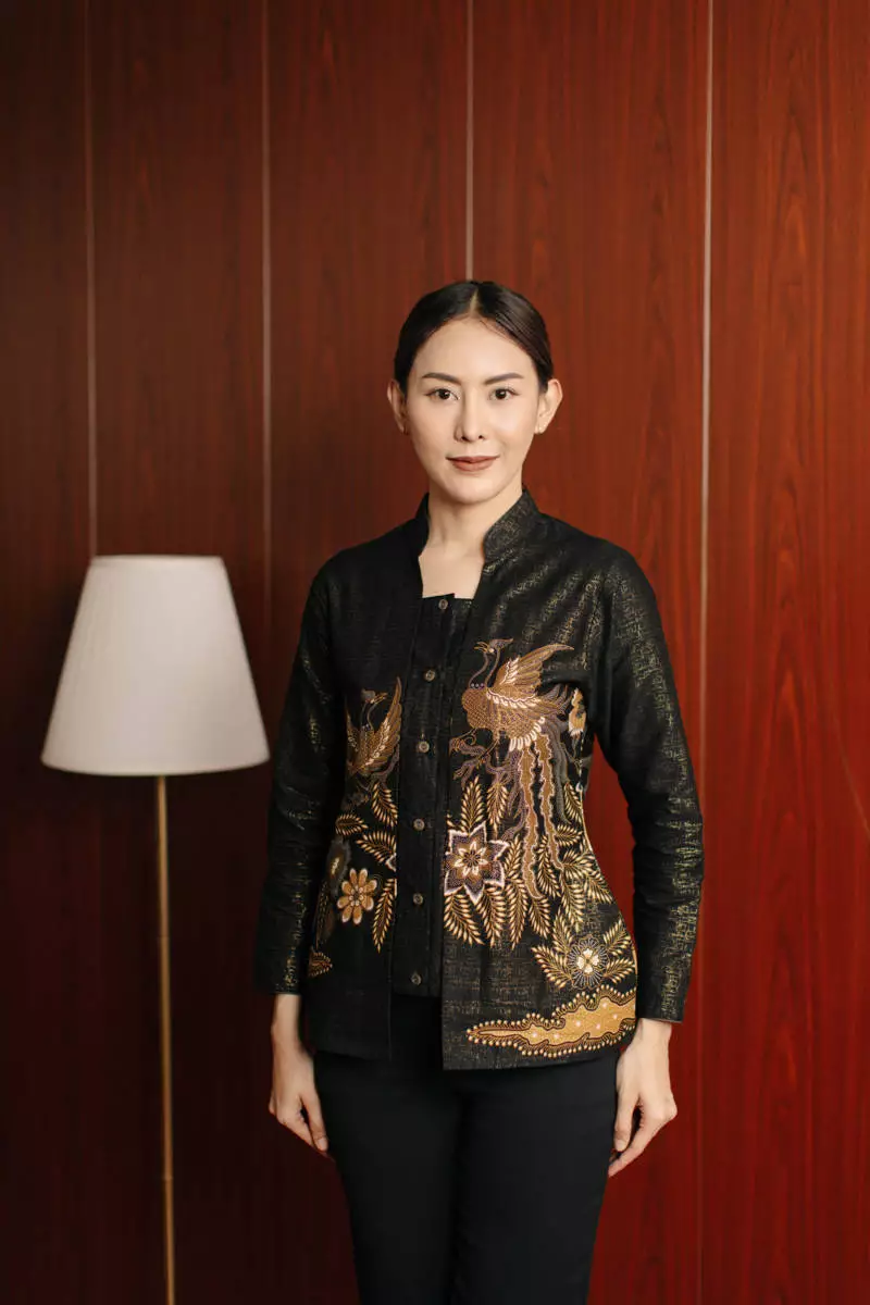 Kalyna Black Blouse Wanita  Foil