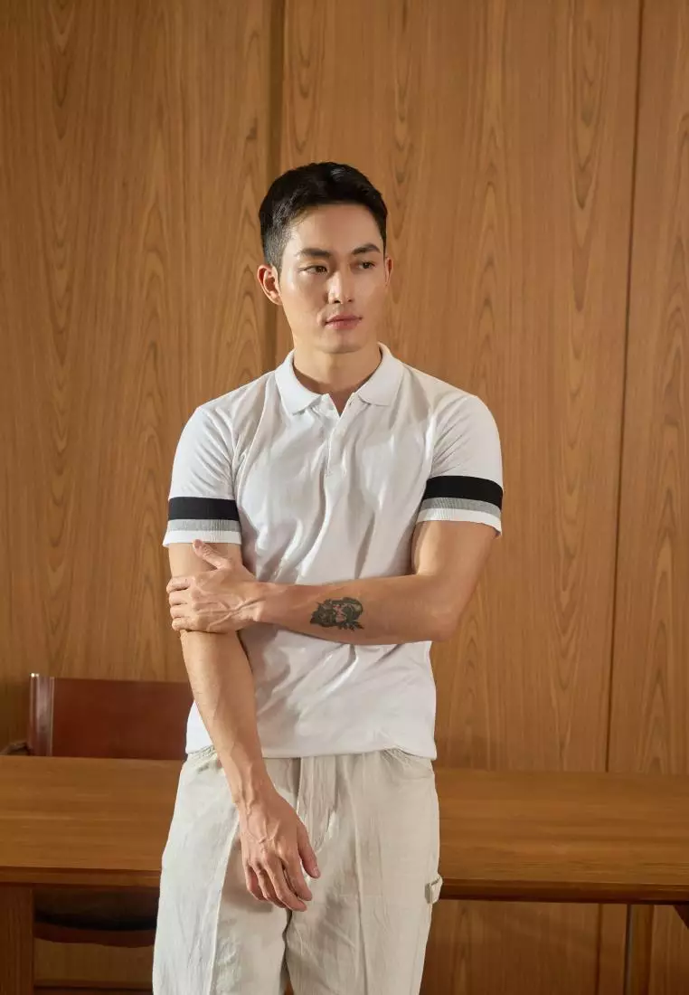 Kale Dion White / Polo Shirt  Pria / Kaos Kerah Casual