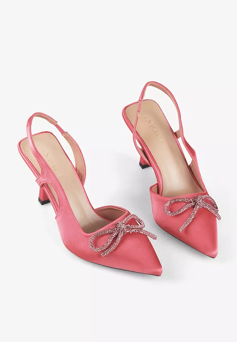 Velle Satin Party Heels with Crystal Bow
