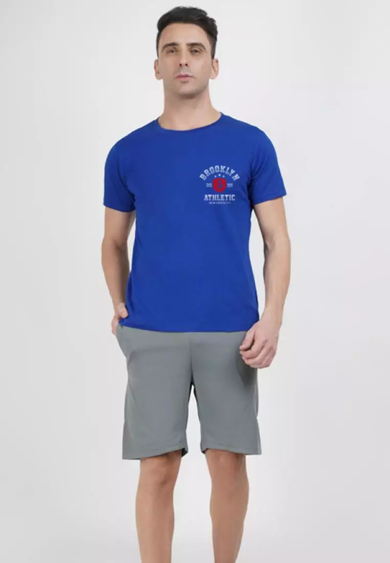 Buy QuirkyT Brooklyn Athletic Pocket Graphic Royal Blue Cotton