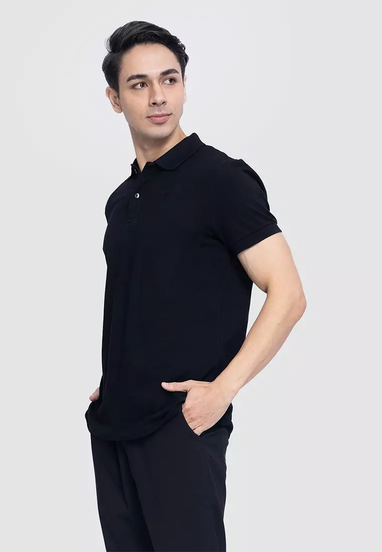 Solid Cotton Pique Polo Shirt in Regular Fit
