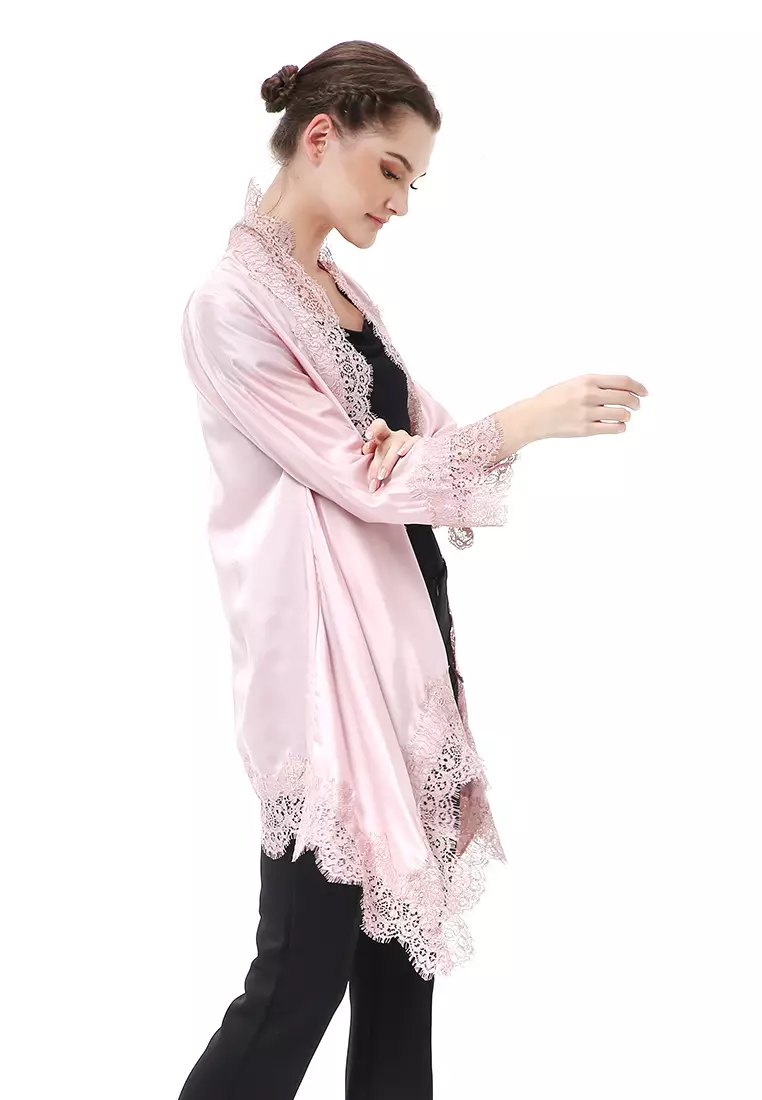 Reine Atasan Wanita Outer Kebaya Traditional Design Material Silk ORIGINAL - Dusty Pink