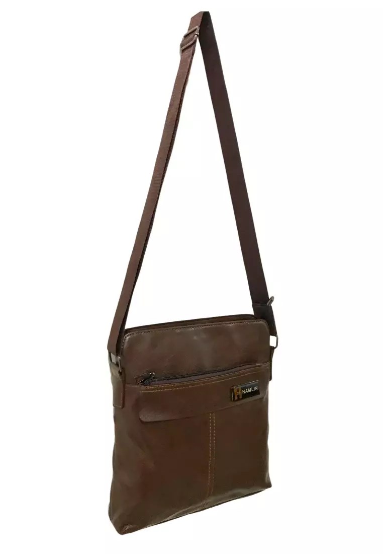 Roger Tas Selempang Pria Crossbody Bag Material Kulit Leather ORIGINAL - Khaki