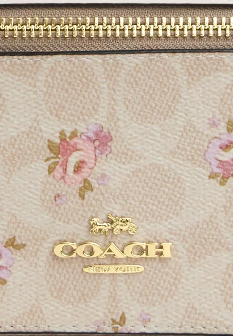 Cosmetic Case In Signature Canvas With Floral Print - Sand/Multi