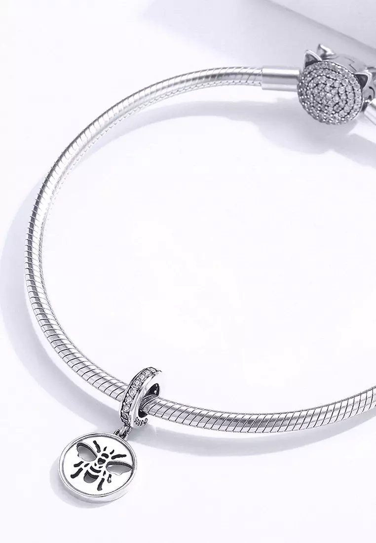 Solid 925 Sterling Silver Bee Animal Stamp Pandora Inspired Charm