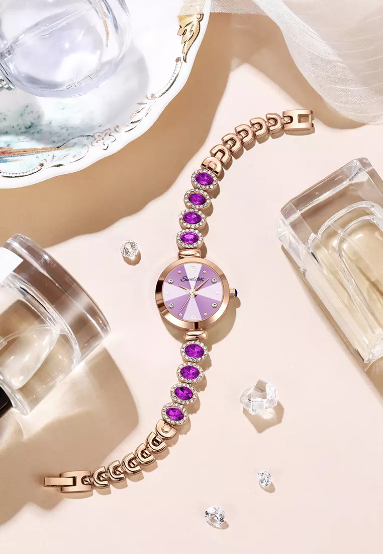 Jam Tangan Wanita Korea Elegan Tali Gelang Berlian Anti Air Jam Tangan Cewek Original rosepurple