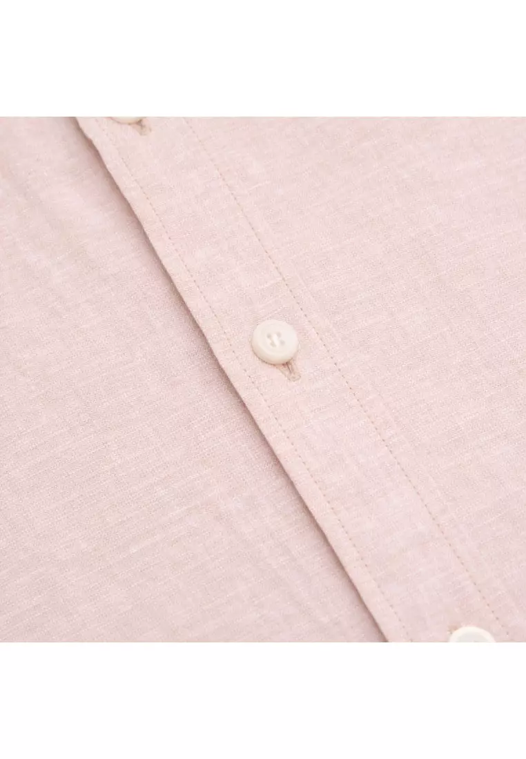 Men's Linen Cotton Slim Short Sleeve Shirt 01046214