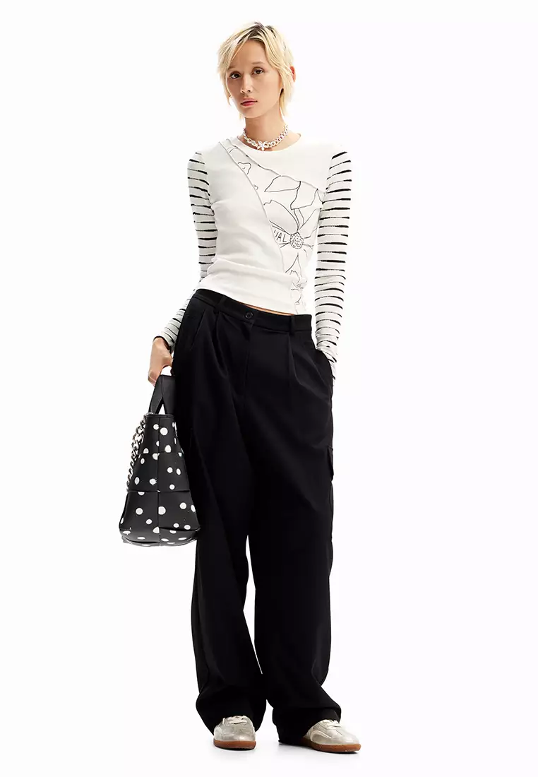 Desigual Woman Patchwork floral T-shirt.