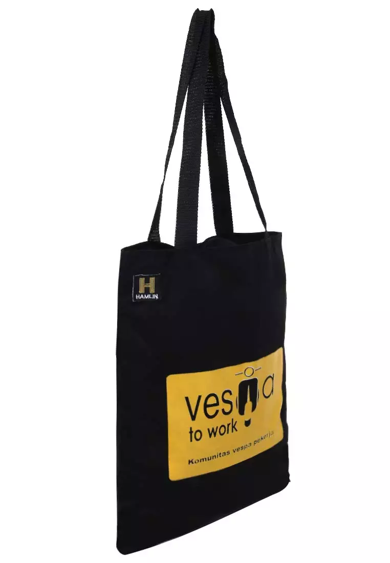 Erico Totebag Pria Vespa To Work Tas Jinjing Kasual Material Drill ORIGINAL - Black