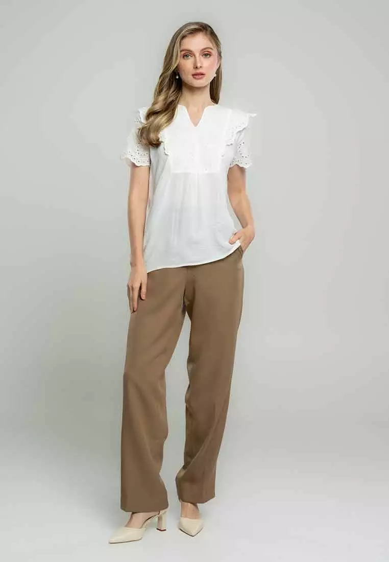Imani Eyelet Embroidered Linen Blouse