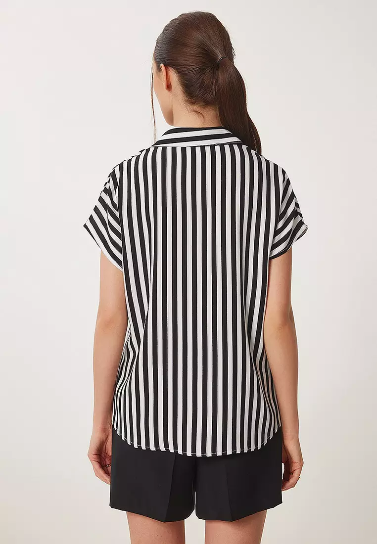 Striped Short Sleeve Viscose Shirt