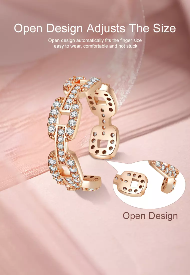 Cincin Wanita Korea Berlian Ukuran Bebas Perhiasan Cewek Original