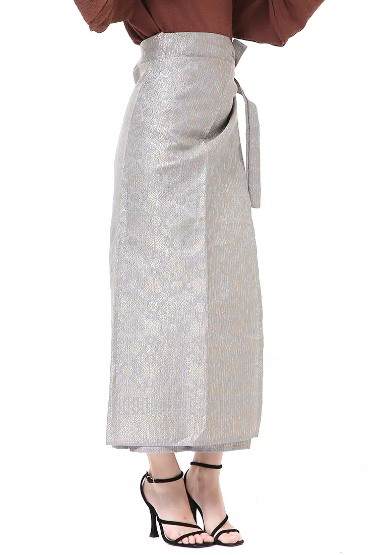 Olaf Rok Lilit Songket Batik Wanita Uniqe Design Material Viscose ORIGINAL - Silver