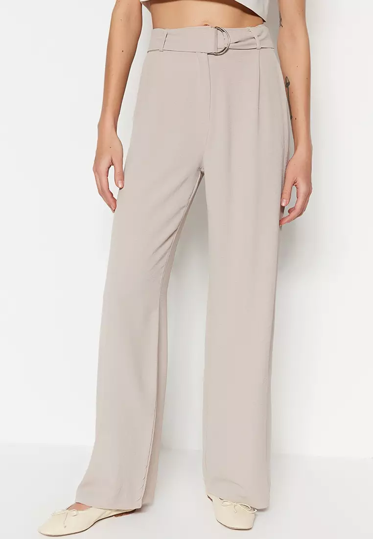 Belted Woven Trousers