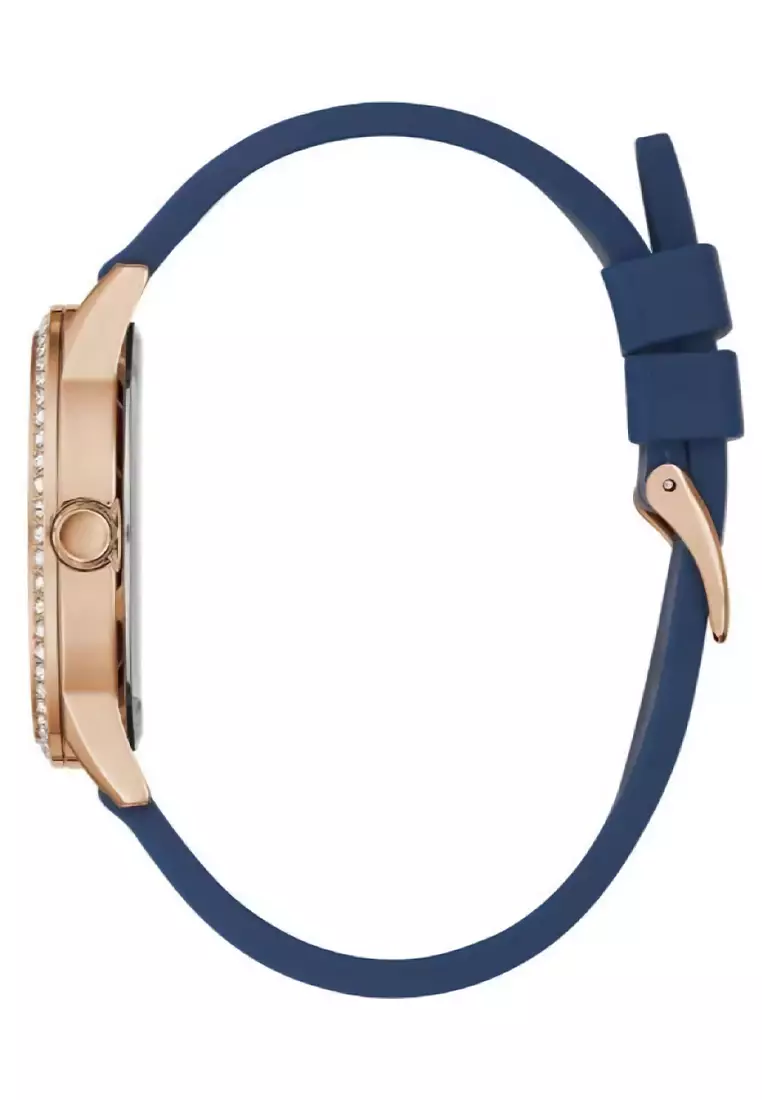 Guess GW0355L2 - Jam Tangan Wanita - Rosegold - Blue Rubber Strap