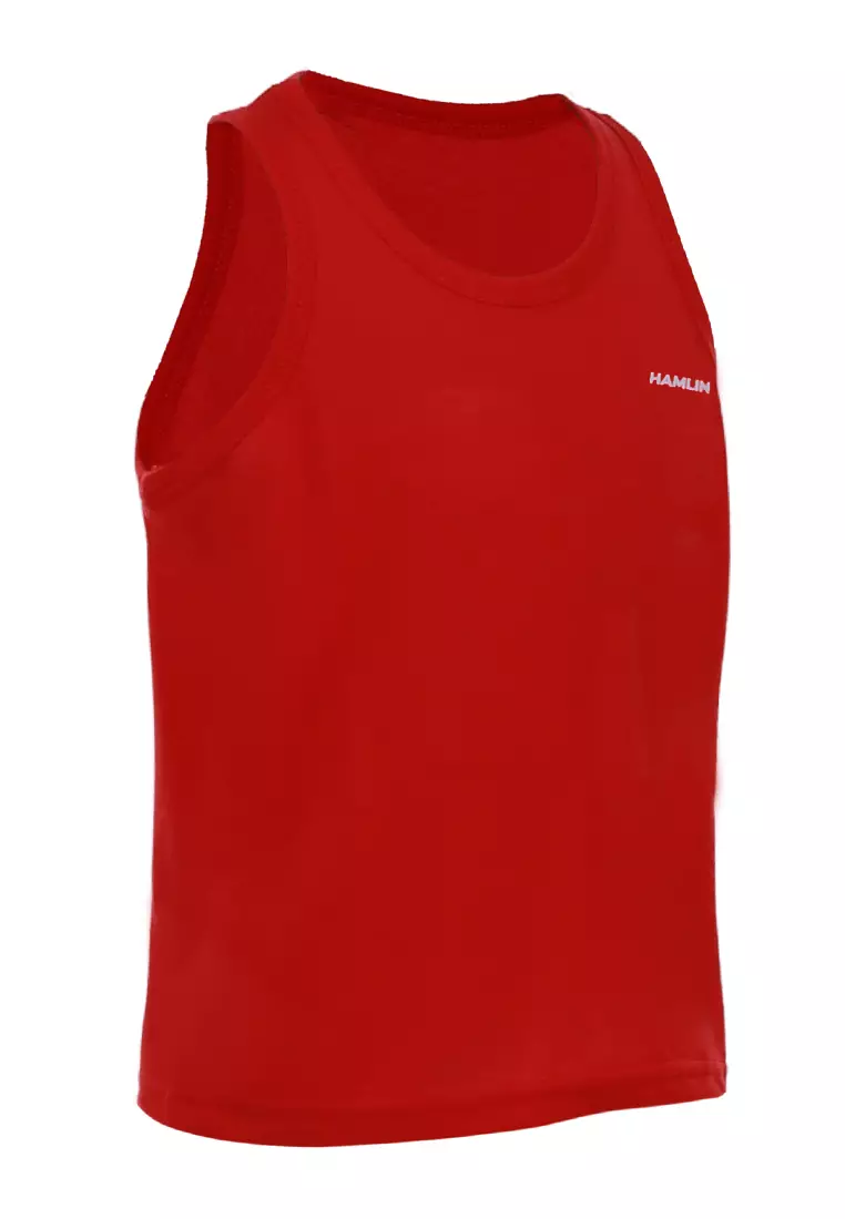 Oriel Singlet Anak Unisex Motif Polos Kids Tshirt Sleeveless Material Cotton ORIGINAL - Red