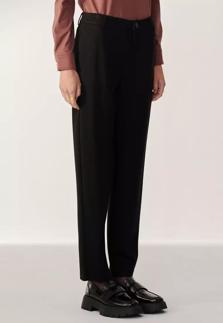 黑低腰修身針織長褲