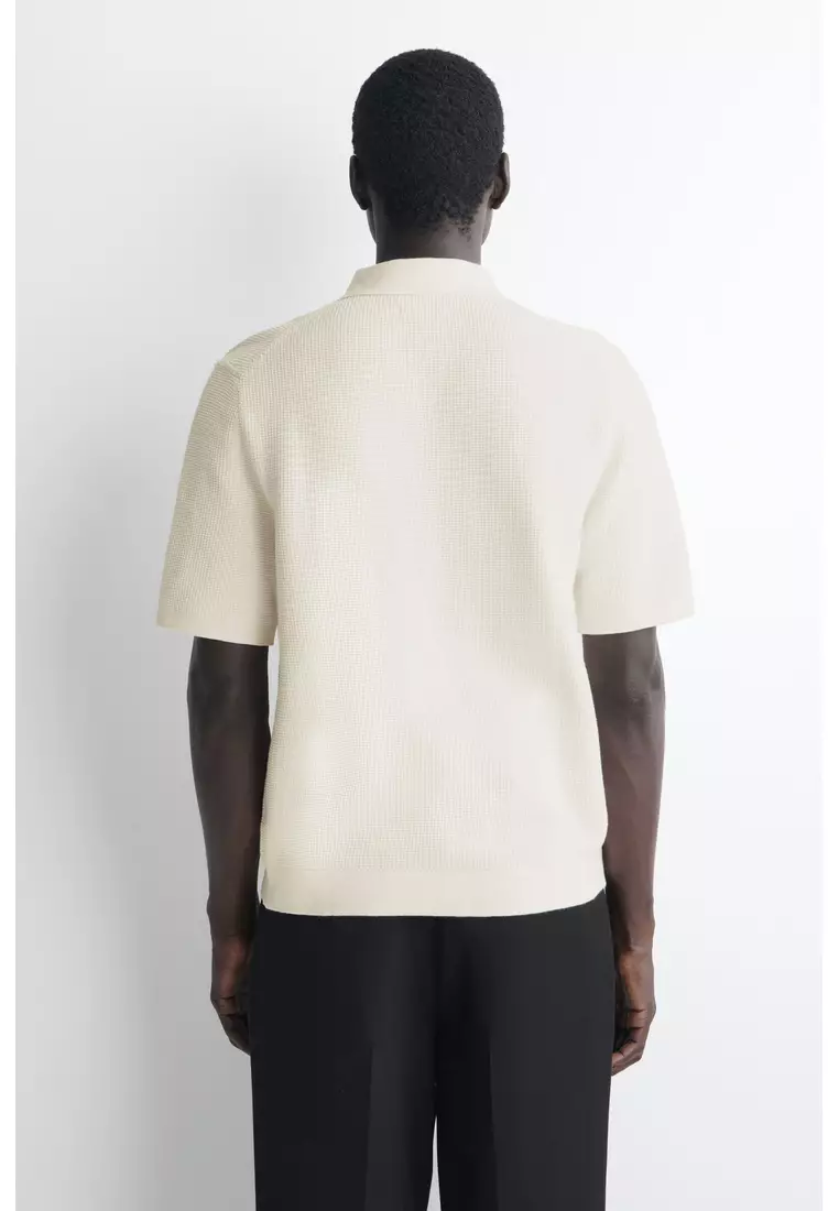 WAFFLE-KNIT COTTON POLO SHIRT