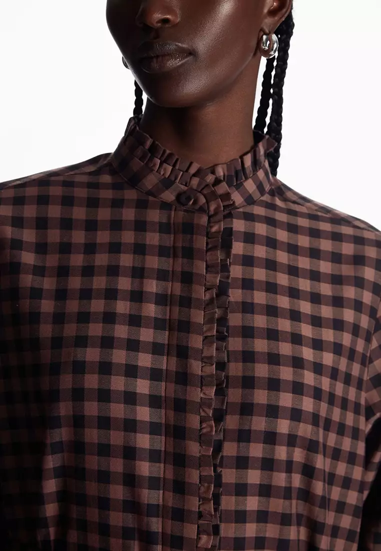 Belted Ruffled Midi Shirt Dress