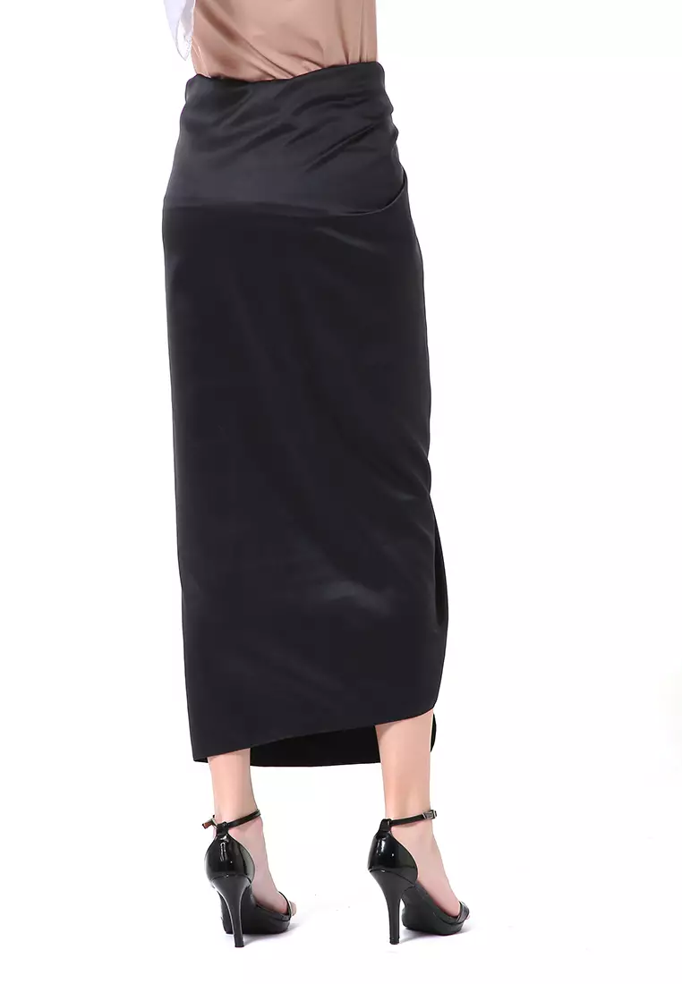 Cornelia Rok Lilit Polos Velvet Satin The Latest Today High Quality Premium - Hitam