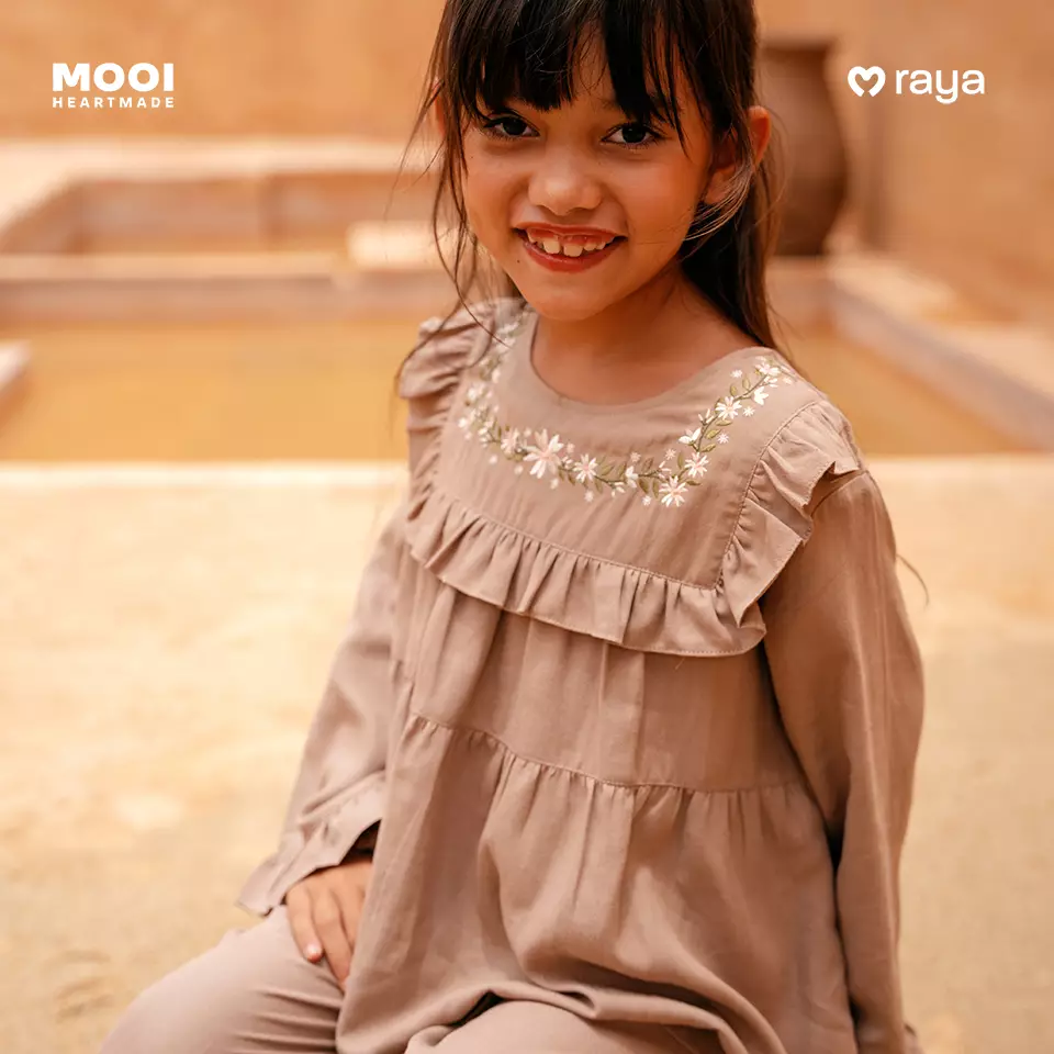 Mooi Setelan Anak Perempuan Raya Collection Sabiyah Tunic Set - Dusty Blue