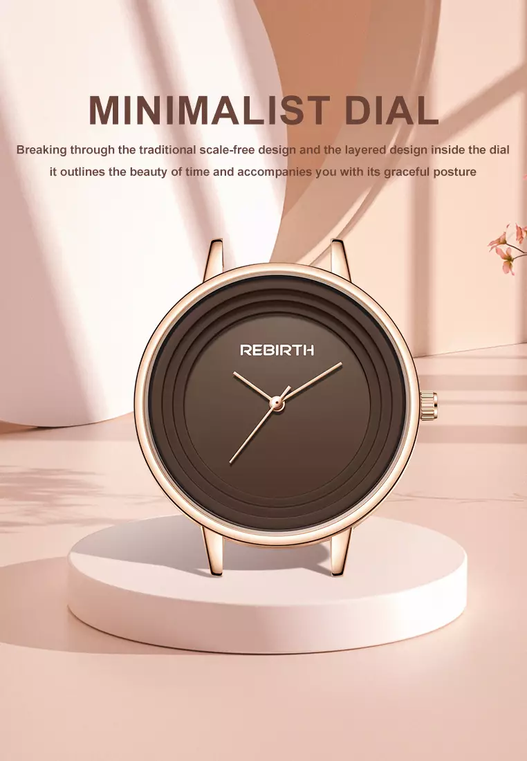 Jam Tangan Wanita Minimalist Dial Tali Kulit Anti Air Jam Tangan Cewek brown