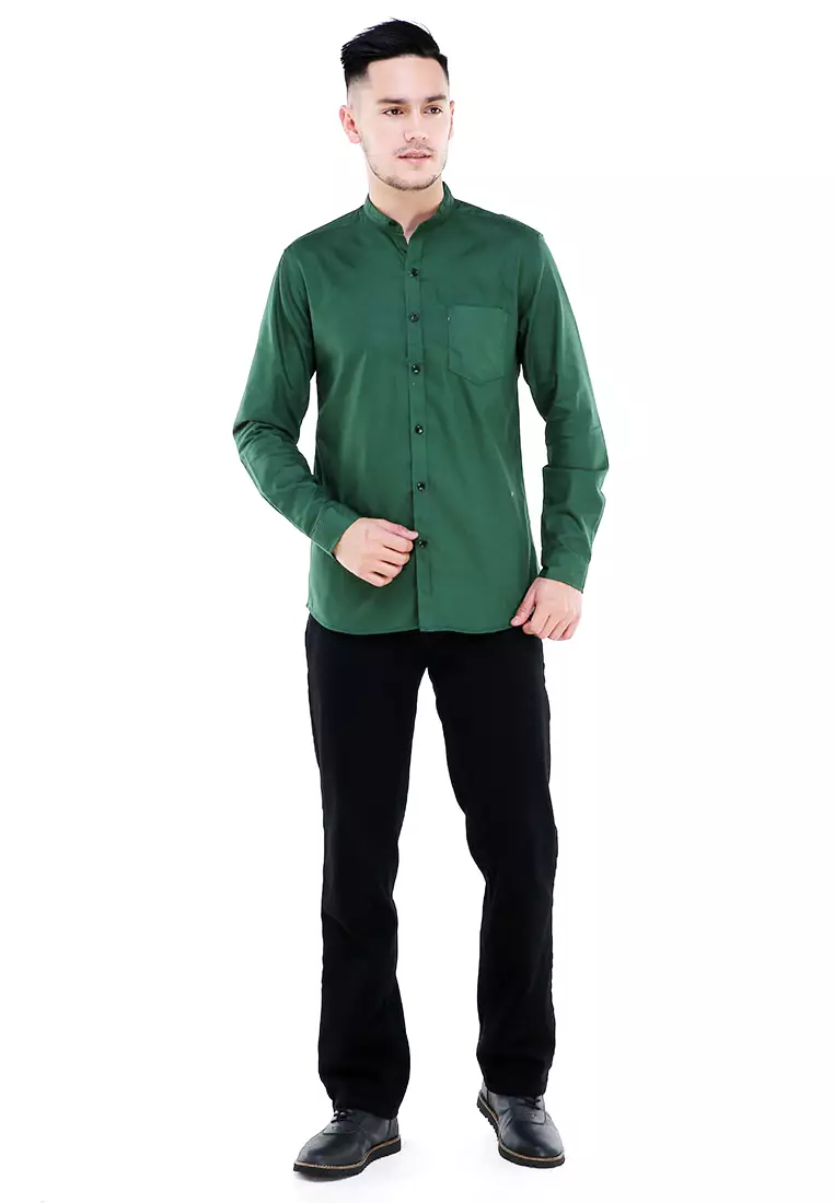 Dwan Atasan Kemeja Pria Premium Casual Formal Longsleeve Shirt Material Cotton ORIGINAL - Green