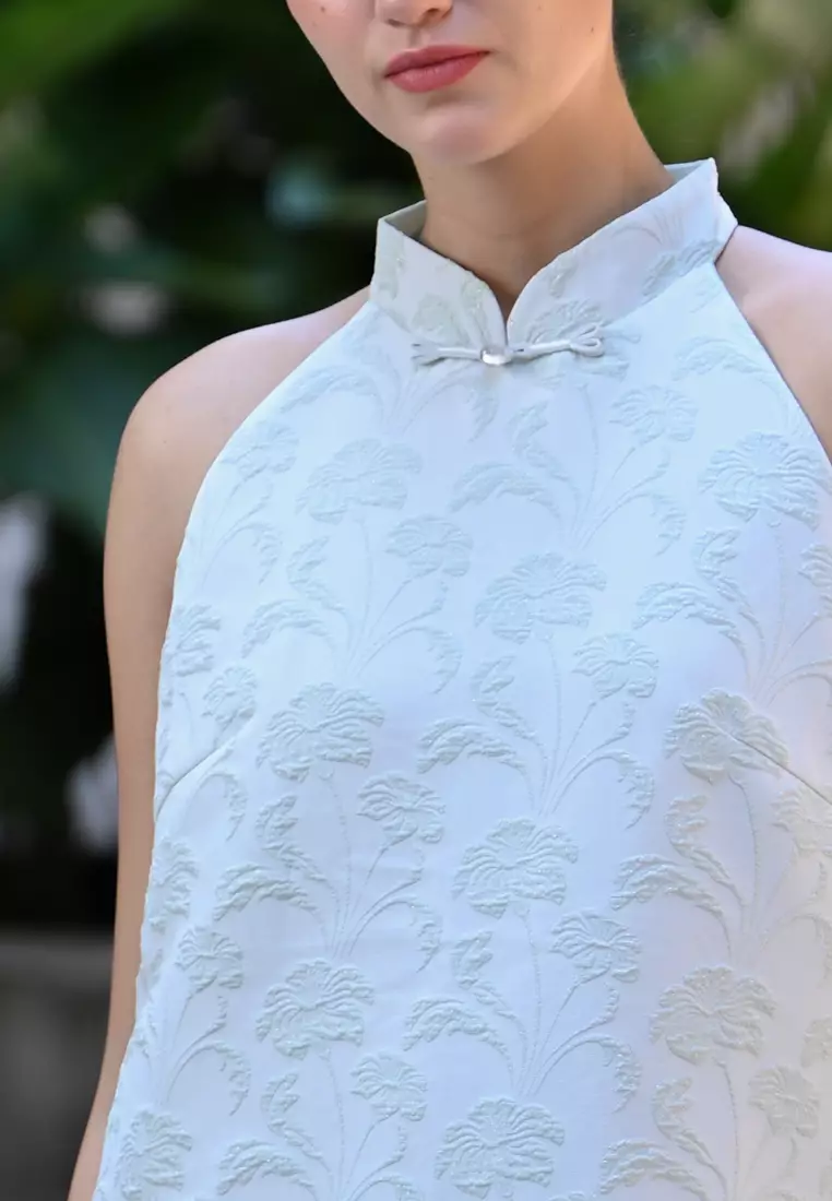 毛绒旗袍连衣裙