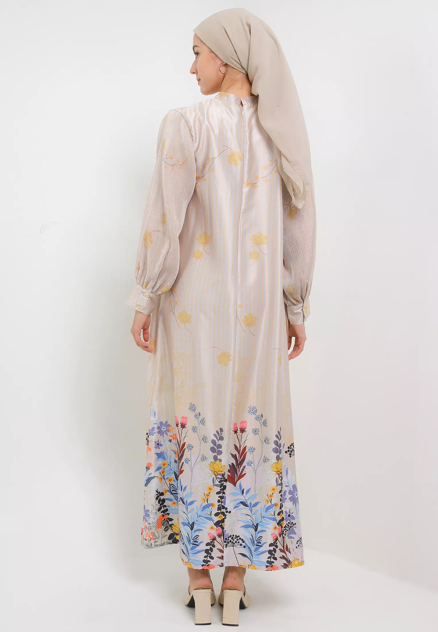 MFMW Madelyn Dress Gamis Satin Yellow Motif Bunga