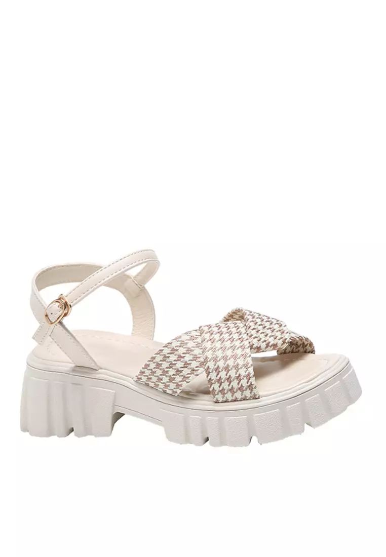 Discount on Twenty Eight Shoes  shoes - SKU: VANSA Trendy Houndstooth Platform Sandals VSW-S1003