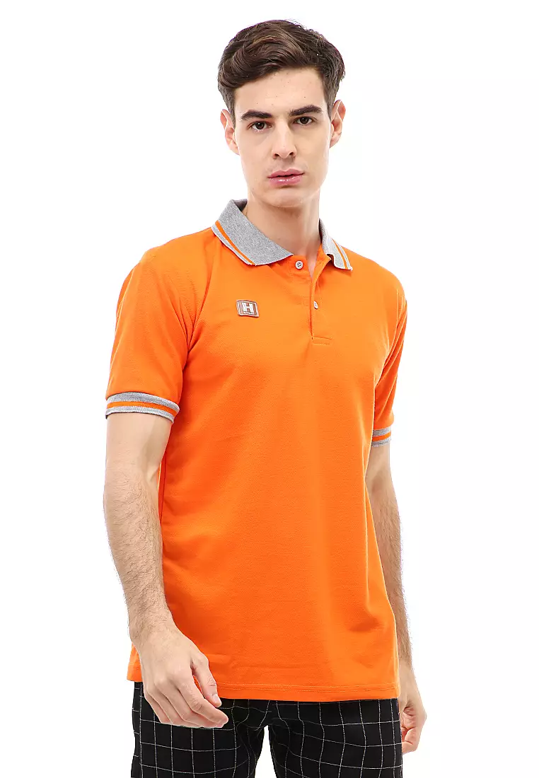 Jack T-Shirt Atasan Kasual Kaos Polos Pria Kerah Lengan Pendek Material Cotton ORIGINAL - Orange