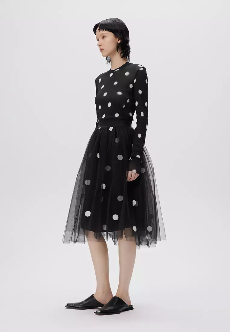 JNBY Women's Polka Dot A-Line Netted Skirt