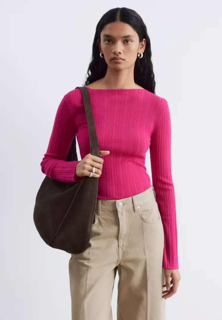 トップス FLATCORD YARN WIDE RIBKNIT BOAT NECK P/O Buy & Other