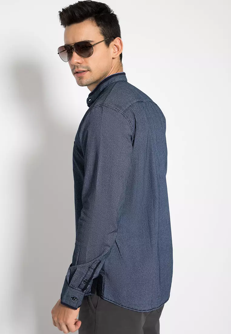 LGS - Kemeja Casual - Lengan Panjang - Navy - JSH.392.S937F.753.C L/S