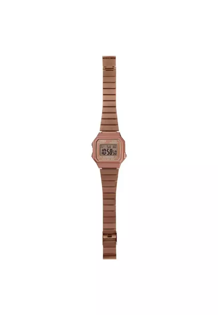 Men's Vintage Watch B650WC-5A Rose Gold Band Digital Watch