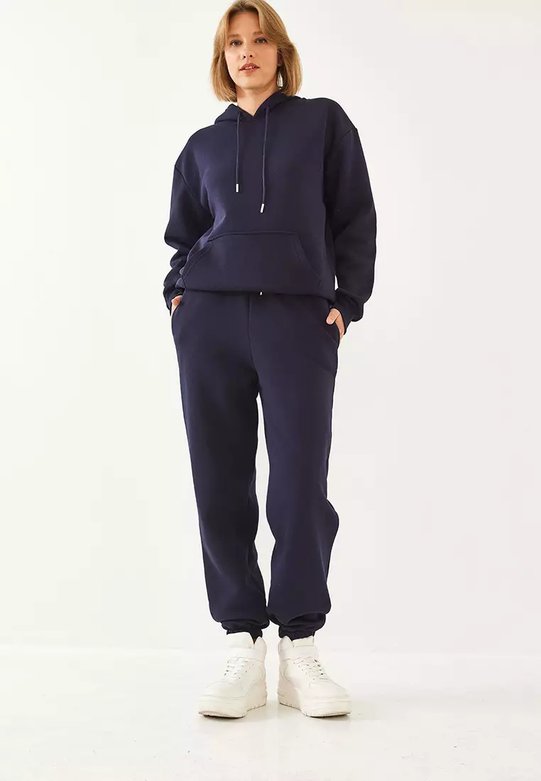 Women's Kangaroo Pocket Hooded Bottom-Top Set Mbhs014 60601014