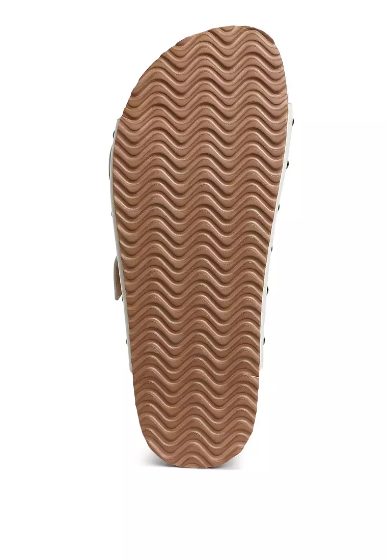 Studded Faux Leather Slip-On In Off-White