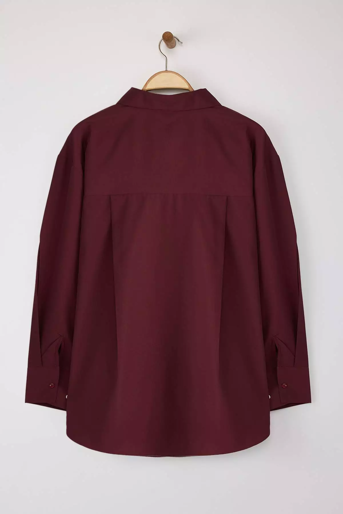 Dark Burgundy Boyfriend Large Size Woven Shirt Tbbss22Go0323