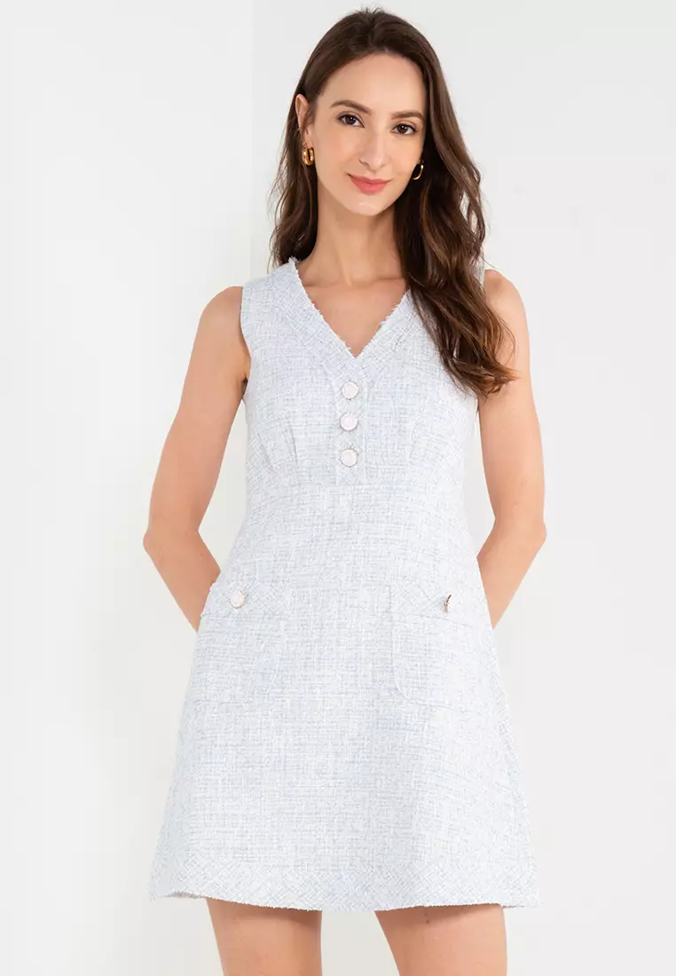 A line tweed clearance dress