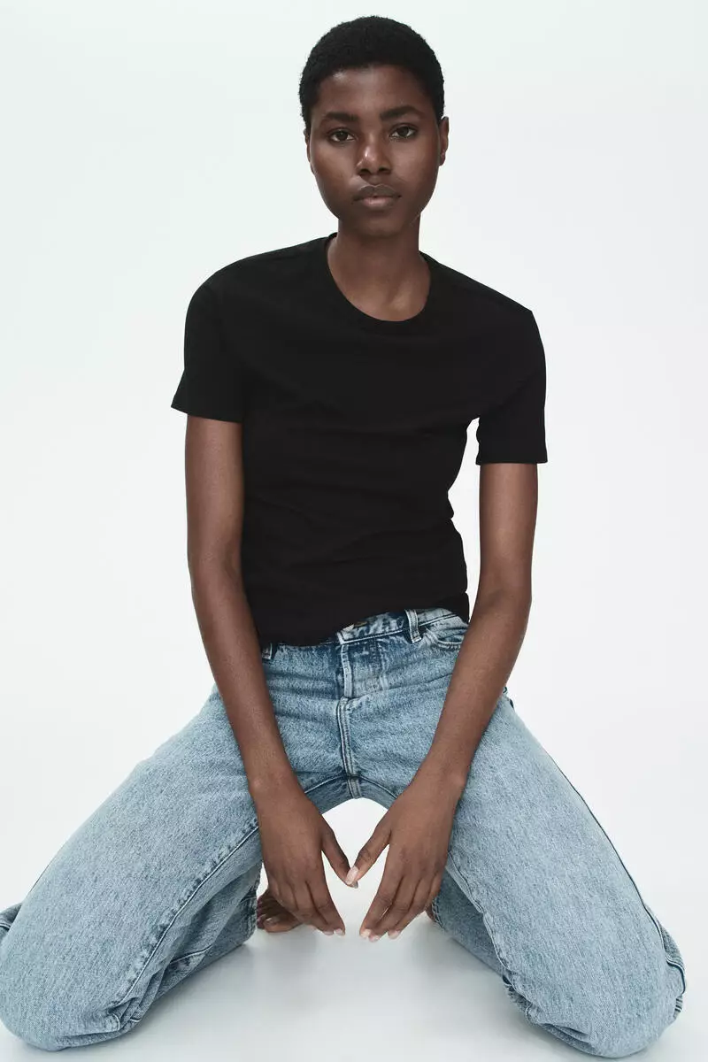 Fitted cotton-blend T-shirt