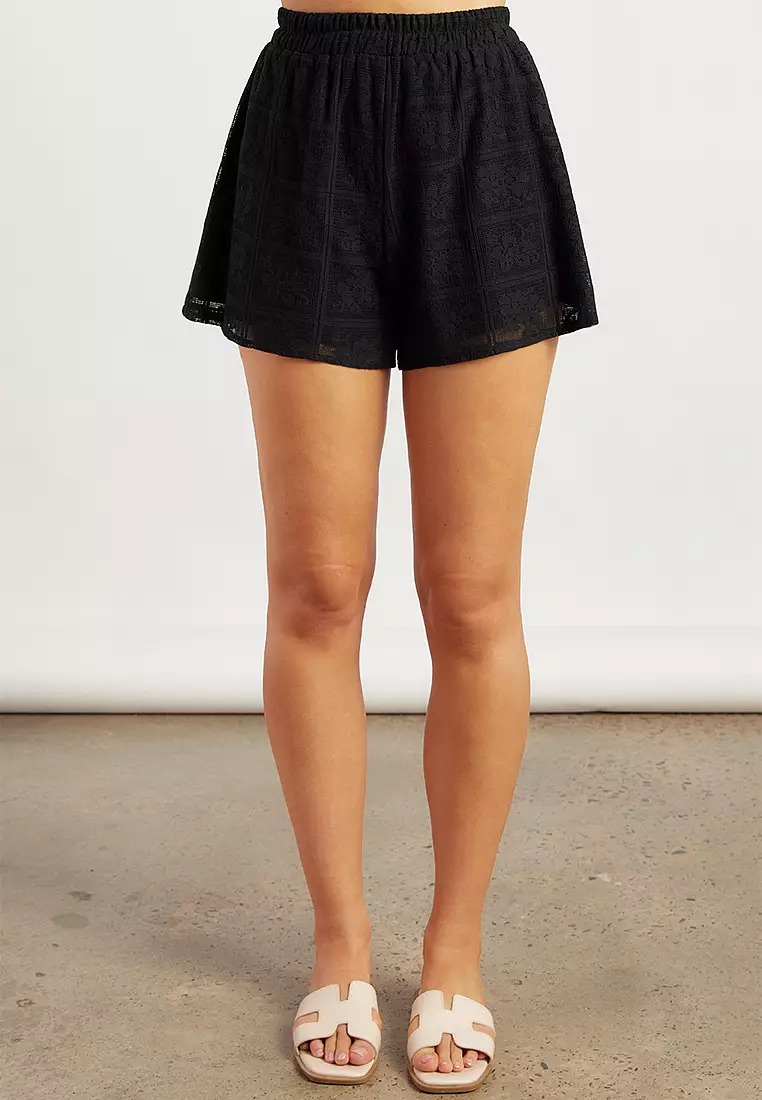 Patchwork Lace Top And Shorts Set