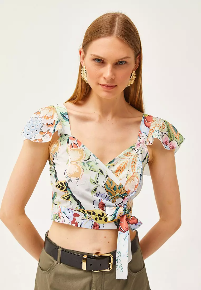 Floral Blouse with Tie Detail