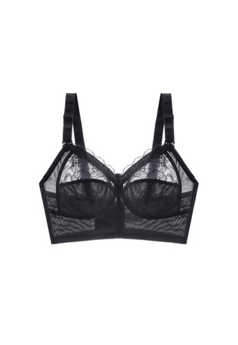 ZITIQUE black Women's Breathable Ultra-thin Full Cup Lace-trimmed Bra - Black 58EEEUS279A692GS_1