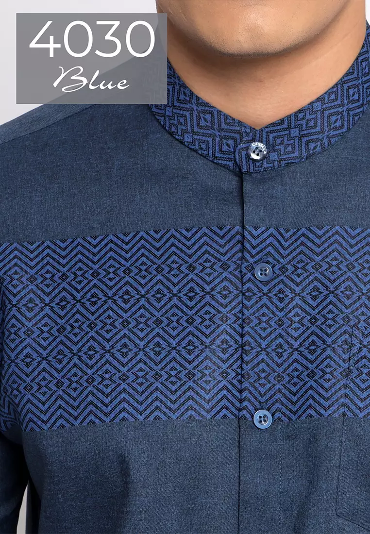 Casella Baju Koko Pria Lengan Pendek | Baju Koko Horizontal Kareem 4030 Blue