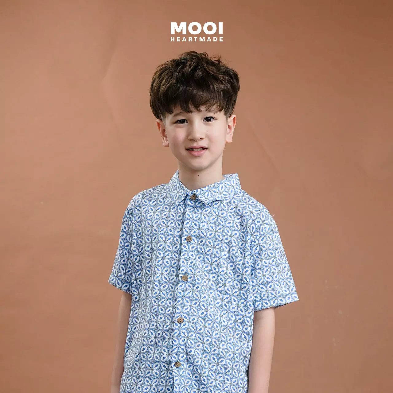 Mooi Atasan Batik Kemeja Anak Laki-Laki Mahagra Batik Shirt - Khaki