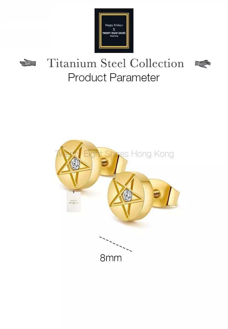 Unisex Titanium Steel Zircon Star Earrings JW QF-E040
